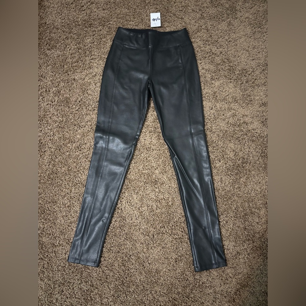 High Rise Ponte Legging Faux Leather Stretch Sz S Edgy Versatile Modern Polished